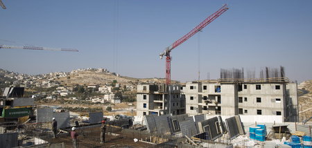 Baustelle in Jerusalem, vorn im Bild: Palästinensische Bauarbeit...