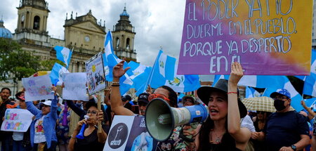 Demonstration gegen Korruption in Guatemala-Stadt in Unterstützu...