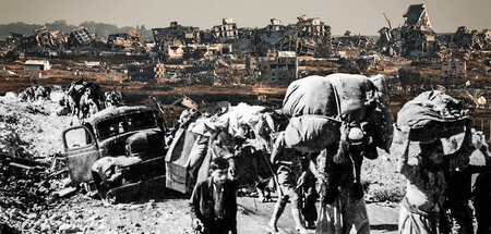 Geschichte und Gegenwart: Die 1948 Vertriebenen vor den zerbombt... Geschichte und Gegenwart: Die 1948 Vertriebenen vor den zerbombt...