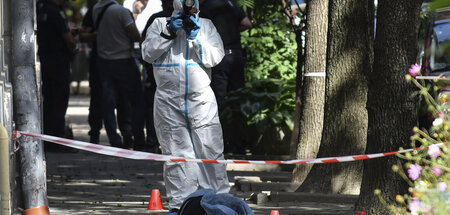 Spurensicherung am Sonnabend am Ort der Bluttat in Lwiw Spurensicherung am Sonnabend am Ort der Bluttat in Lwiw