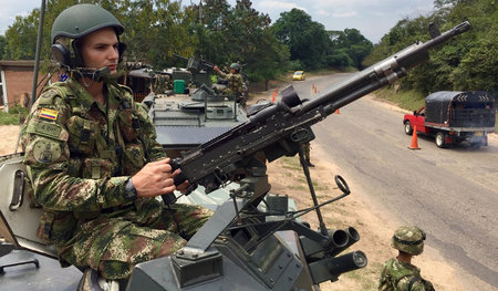 Kolumbianische Soldaten am 9. Februar an der Grenze zu Venezuela