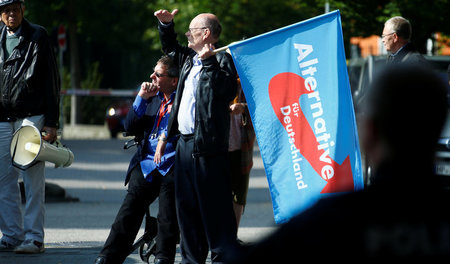 Wo gibt's den Demo-Sold? AfD-Demonstranten in Heppenheim (Septem...