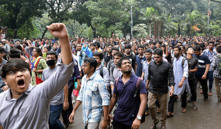 Studentenprotest am 5. August in Dhaka