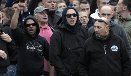 Szene vom Antikriegstag am 1. September in Chemnitz