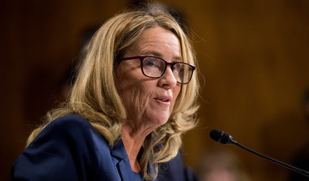 Christine Blasey Ford während ihrer Aussage vor dem Senatsaussch...