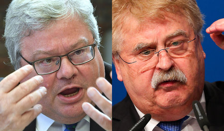 Reinhard Bütikofer (Grüne, links) und Elmar Brok (CDU)