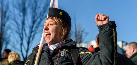 Protest der streikenden Beschäftigten des Berliner Nahverkehrs n...