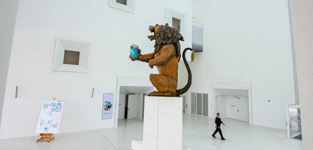 Steht, wo er hingehört: Oktoberfest-»Löwenbräu-Löwe« im Museum d...