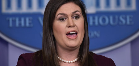 Die Pressesprecherin des Weißen Hauses Sarah Huckabee Sanders an...