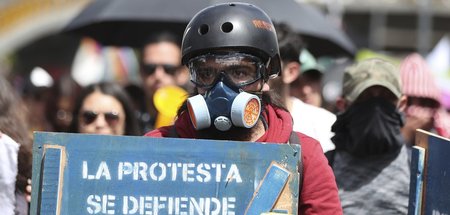 Mitglied der »Ersten Reihe« bei einer Demonstration am Mittwoch ...