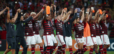 Flamengo-Spieler im Glück nach dem Sieg über Avai (Rio de Janeir...