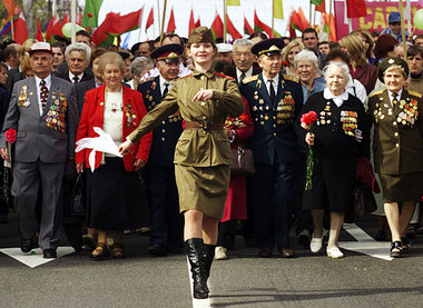 Marsch von Veteranen in Minsk am Tag des Sieges über den Faschis...