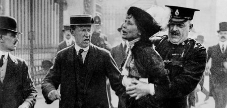 Emmeline Pankhurst (1858–1928), eine der Anführerinnen der Suffr...