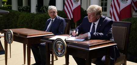 Der mexikanische Präsident López Obrador (l.) und US-Präsident T...