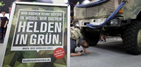 Verfängt nicht mehr: Bundeswehr-Werbung (hier auf der Spielemess...