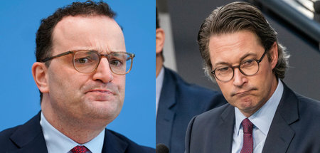 Mit Flunsch die Flausen kaschieren: Die Minister Jens Spahn (l.)...