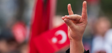 Augenkrebs: »Wolfsgruß« bei Demo türkischer Faschisten in Münche...