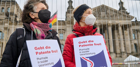 Protestaktion für die Patentfreigabe von Coronaimpfstoffen am Fr...