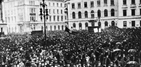 Demonstration in Lemberg (heute: Lwiw) während der Revolution vo...