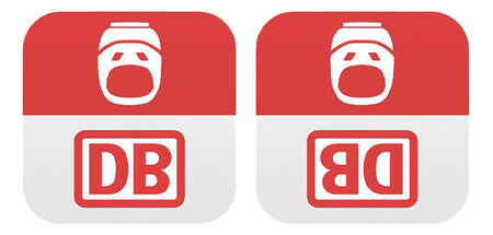 Umgedreht zeigt das Bahn-Logo den klagenden Kunden