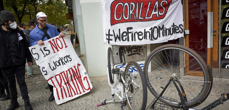 Protest von Gorillas-Beschäftigten in Berlin (6.10.2021)