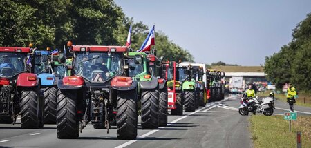 »Aktionsbauern« auf der Autobahn A1 zwischen Kootwijk und Stroe ...