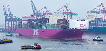 Containerschiff im Hamburger Hafen