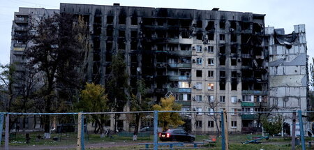 Zerstörtes Haus in Mariupol (November 2022)