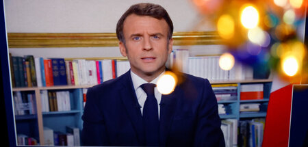 Frankreichs Präsident Emmanuel Macron während seiner Neujahrsans... Frankreichs Präsident Emmanuel Macron während seiner Neujahrsans...