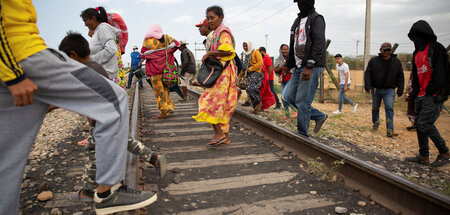 Angehörige der Wayuu nach Blockade von Kohletransporten in Kolum...