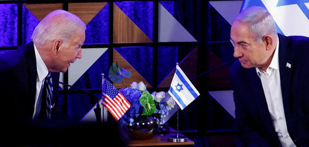 Joseph Biden und Benjamin Netanjahu (Tel Aviv, 18.10.2023)