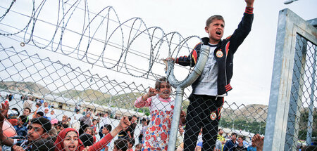Bei einem Besuch Angela Merkels im Flüchtlingscamp Gaziantep, Tü
