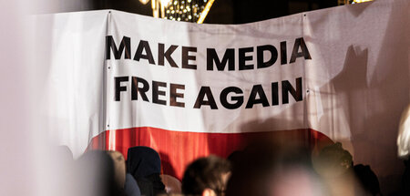 PiS-Proteste gegen die Medienpolitik der neuen Tusk-Regierung (W...