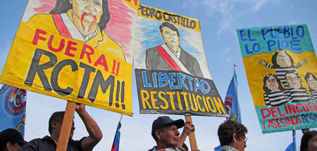 Protest am ersten Jahrestag der Absetzung von Präsident Pedro Ca...