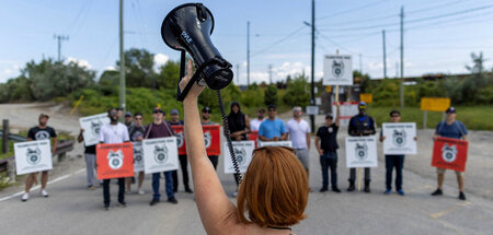 Am Donnerstag protestierten Bahnbeschäftigte in Kanada landeswei...