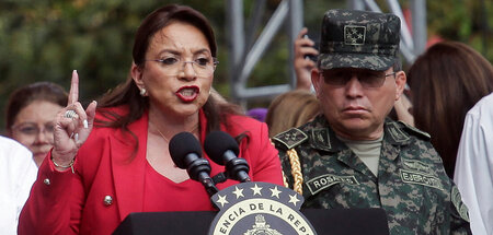 Präsidentin Xiomara Castro bei einer Rede in Tegucigalpa (29.8.2...