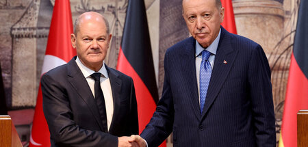 Bundeskanzler Olaf Scholz und Präsident Recep Tayyip Erdoğan am ...