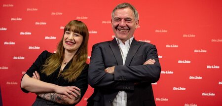 Heidi Reichinnek und Jan van Aken am Sonntag im Berliner Karl-Li...