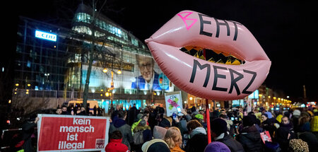 Protest vor der CDU-Bundesgeschäftsstelle (Berlin, 29.1.2025)