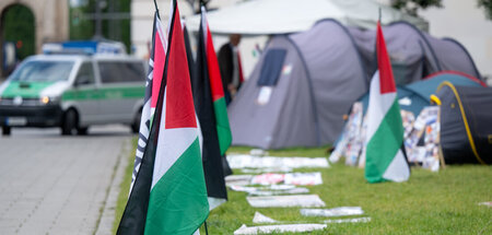 Protestcamp in Solidarität mit Palästina vor der Ludwig-Maximili...