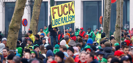 Klare Botschaft beim Streik- und Aktionstag der belgischen Gewer...