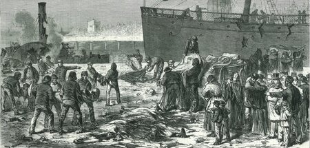 Nach der Explosion war der Hafen mit Leichen übersät. Zeichnung ... Nach der Explosion war der Hafen mit Leichen übersät. Zeichnung ...