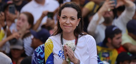 María Corina Machado auf einer Demonstration am 9. Januar 2025 i... María Corina Machado auf einer Demonstration am 9. Januar 2025 i...