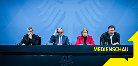 Pressekonferenz nach Koalitionsausschuss (von links): Markus Söd... Pressekonferenz nach Koalitionsausschuss (von links): Markus Söd...