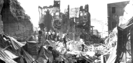 Zerstörte Innenstadt von Beirut im September 1975 Zerstörte Innenstadt von Beirut im September 1975