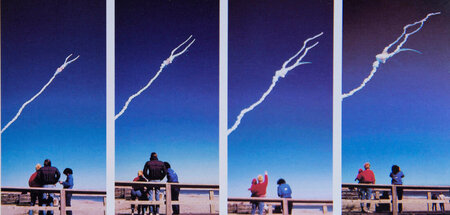 Serie von Bildern einer Familie, die den Start der »Challenger« ... Serie von Bildern einer Familie, die den Start der »Challenger« ...