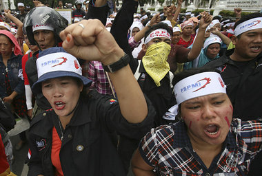 Generalstreik in Indonesien: Am 3. Oktober waren 2,8 Millionen A...