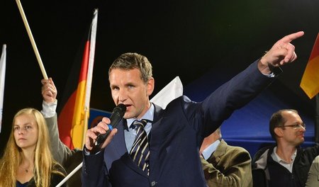 Björn Höcke während der AfD-Kundgebung am Mittwoch in Erfurt