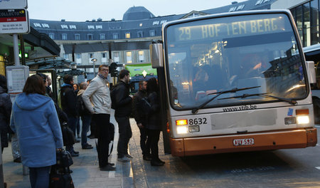 Busfahrer am Dienstag am Hauptbahnhof von Brüssel