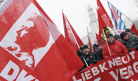 Teilnehmer der Luxemburg-Liebknecht-Demo in Berlin (10.1.2010)